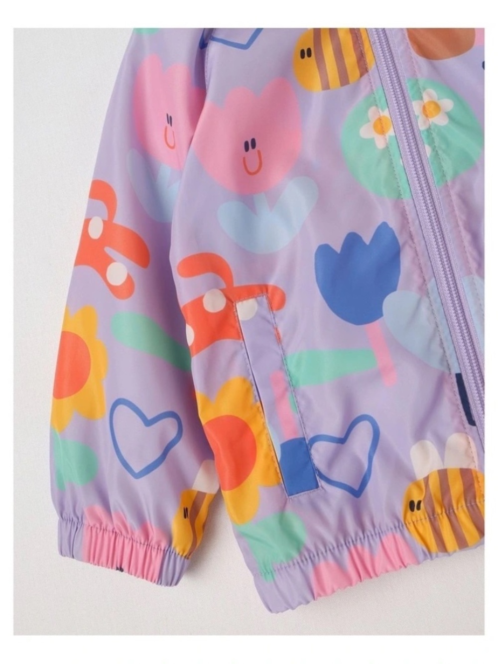Jack & Milly Comet Fold Away Rain Coat with Happy Place Print in Lavender NWT - Picture 4 of 4